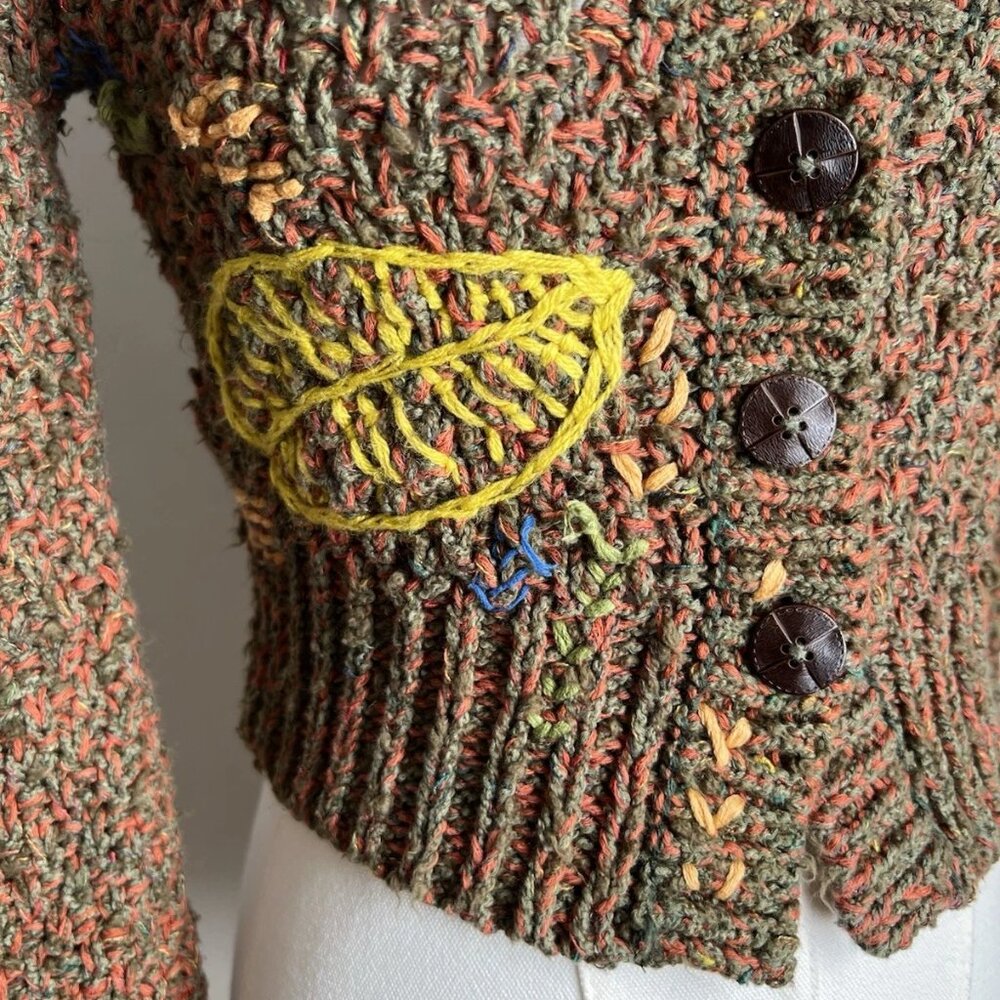 Anthropologie Wendy Wurtzburger Marcella Violini Monstera Cardigan - Picture 7 of 16